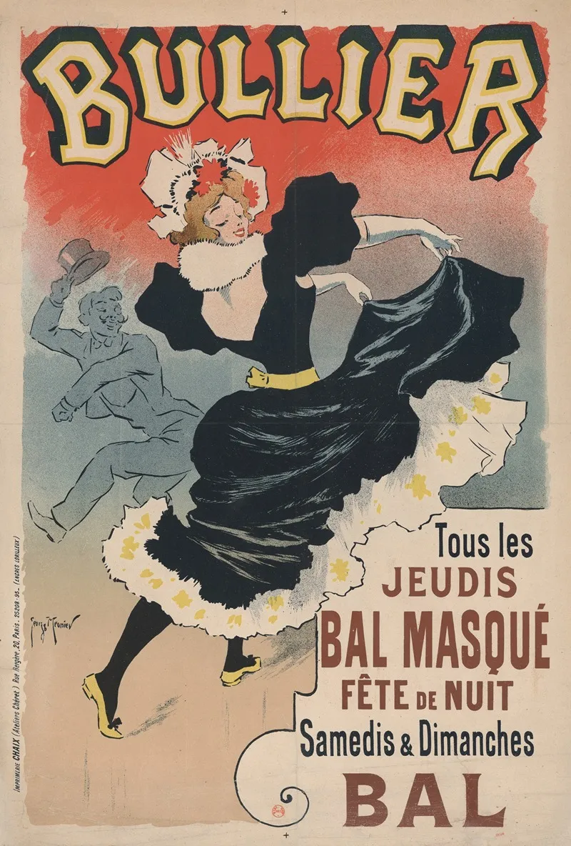 Bullier Tous Les Jeudis Bal Masque Fete De Nuit Samedis Et Dimanches Bal Wall Art by Georges Meunier - High-Resolution Digital Print