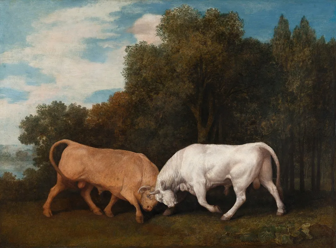 Bulls Fighting Wall Art by George Stubbs - High-Resolution Digital Print