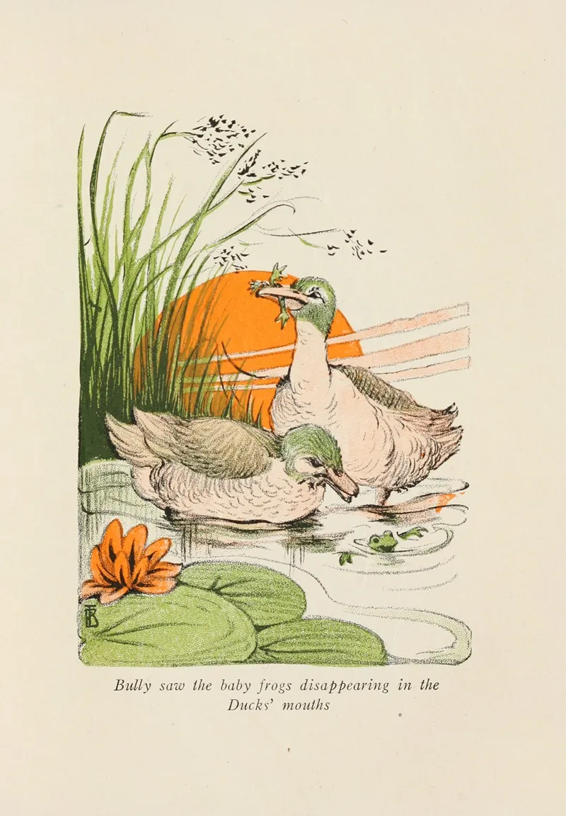 Bully Saw The Baby Frogs Disappearing In The Ducks Mouths Wall Art by Elizabeth Stafford Fry - High-Resolution Digital Print