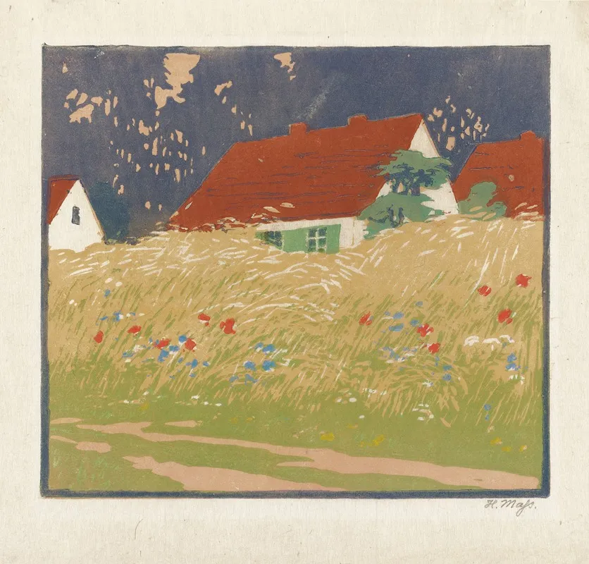Bungalow With Flowers Wall Art by Helene Mass - High-Resolution Digital Print
