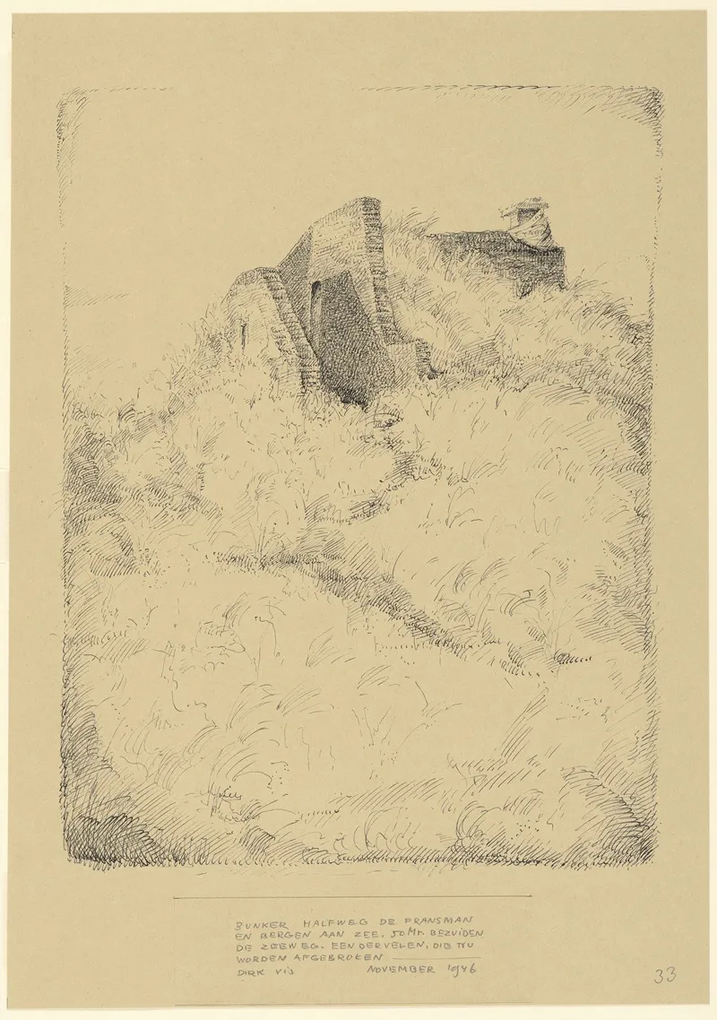 Bunker 50 M Ten Zuiden Van De Zeeweg Halverwege Bergen A Z En De Fransman Later Afgebroken Wall Art by Dirk Vis - High-Resolution Digital Print