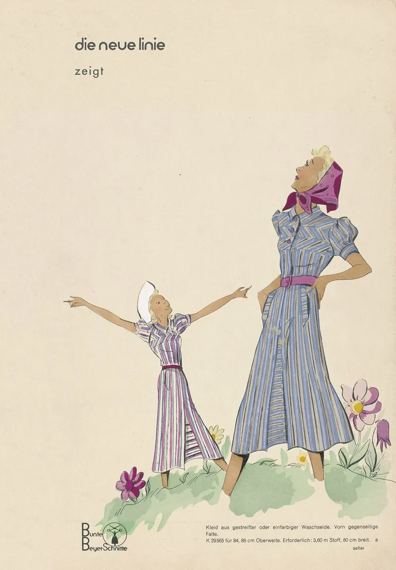 Bunte Beyer Schnitte Die Neue Linie 1941 Kleid Aus Gestreifter 2