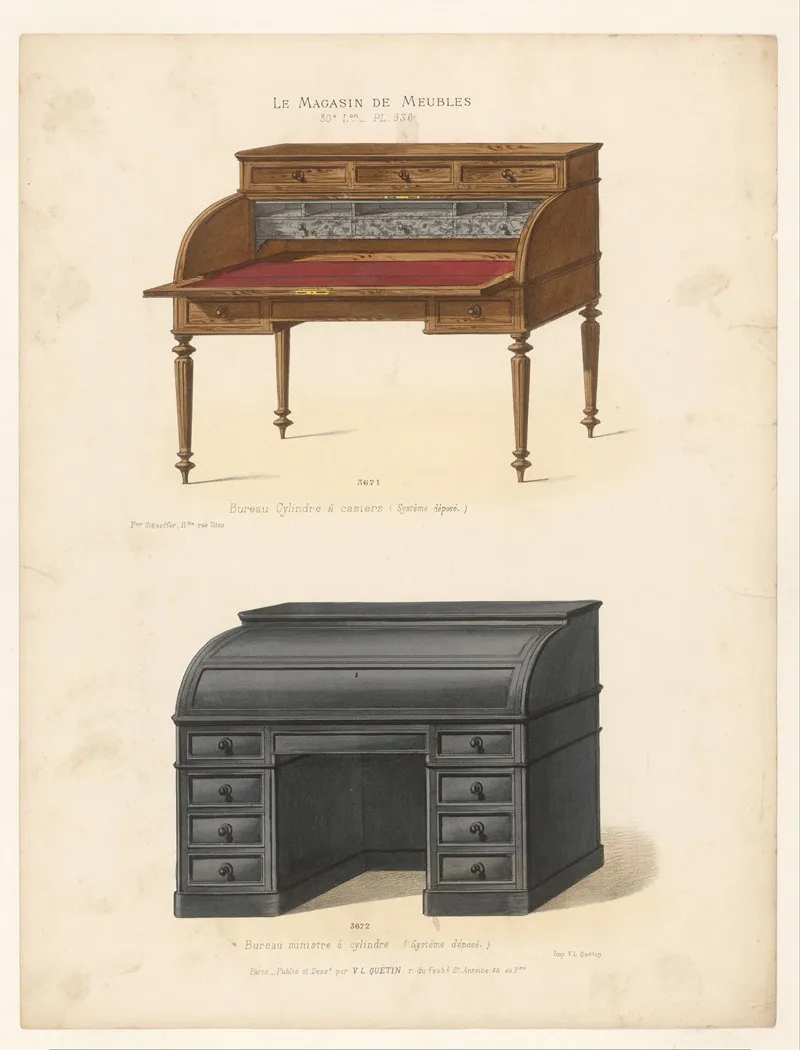 Bureau Cylindre A Casiers Systeme Depose Wall Art by Victor Léon Michel Quétin - High-Resolution Digital Print