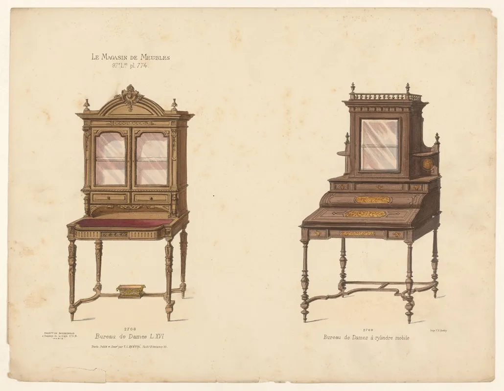 Bureau De Dames L Xvi Bureau De Dames A Cylindre Mobile Wall Art by Victor Léon Michel Quétin - High-Resolution Digital Print