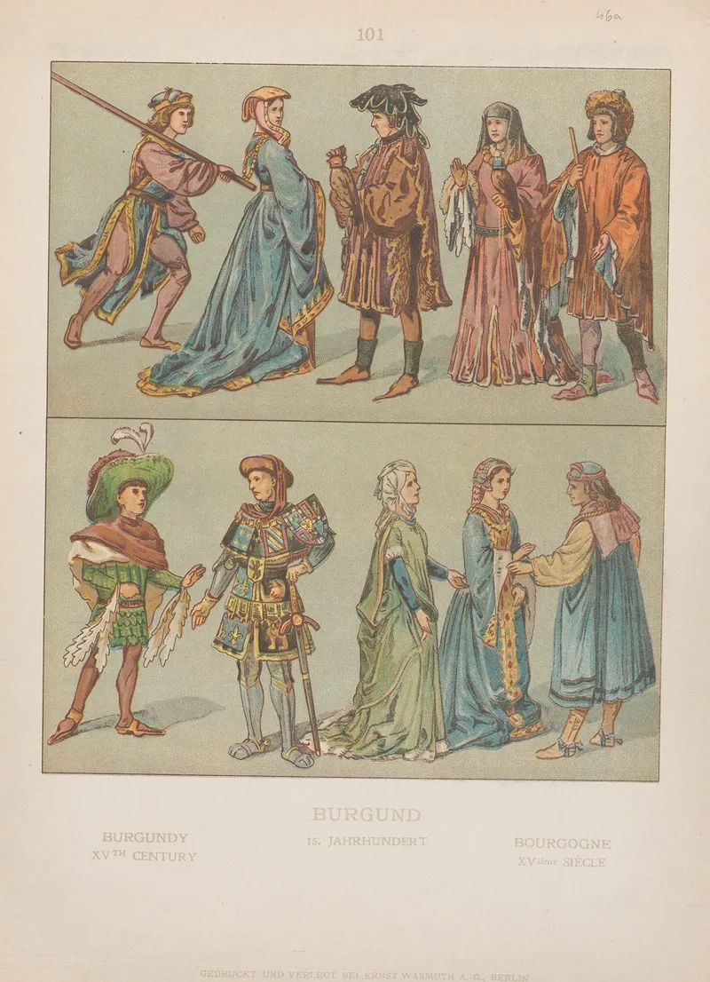 Burgundy Xvth Century Wall Art by Adolf Rosenberg - High-Resolution Digital Print