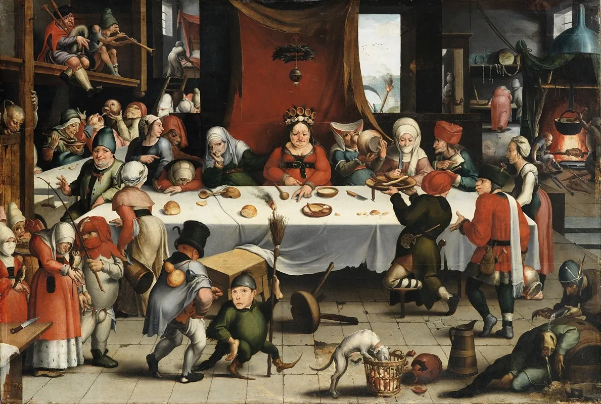 Burlesque Feast Wall Art by Frans Xaver Hendrick Verbeeck - High-Resolution Digital Print