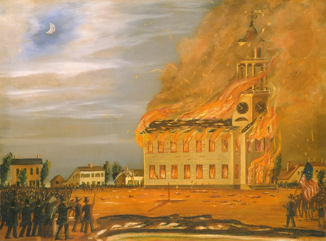 Burning Of Old South Church Bath Maine Wall Art by John Hilling - High-Resolution Digital Print