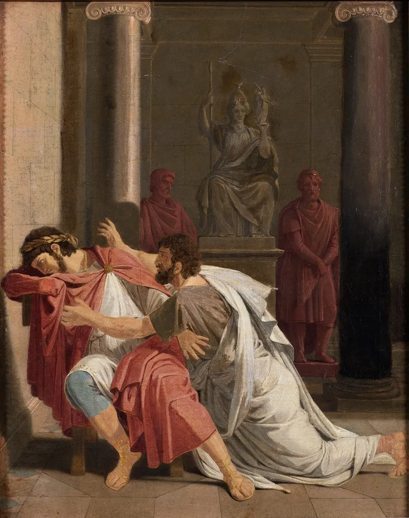 Burrhus Neros Tutor Prostrating Himself Before His Sovereign Lord Wall Art by Otto Wallgren - High-Resolution Digital Print
