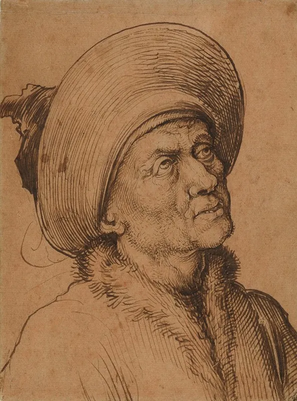 Bust Of A Man In A Hat Gazing Upward