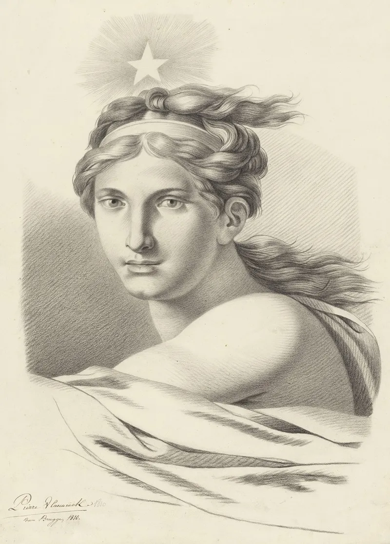 Bust Of A Woman With A Star Wall Art by Pieter-Jan de Vlamynck  - High-Resolution Digital Print