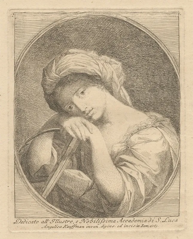 Bust Of A Young Woman With Flowers In Her Hair Wall Art by Angelica Kauffmann - High-Resolution Digital Print