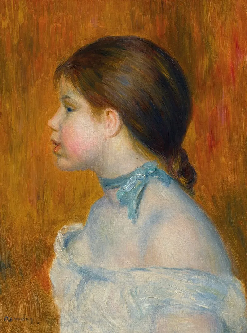 Buste De Jeune Fille Au Ruban Bleu