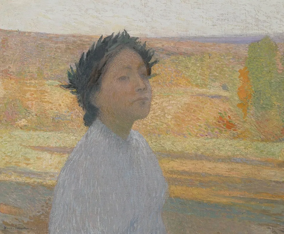 Buste De Jeune Fille Avec Un Couronne De Laurier Wall Art by Henri Martin - Canvas Print