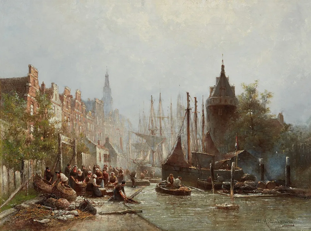 Busy Fisherfolk 2 Wall Art by Willem Hendrik Eickelberg - High-Resolution Digital Print