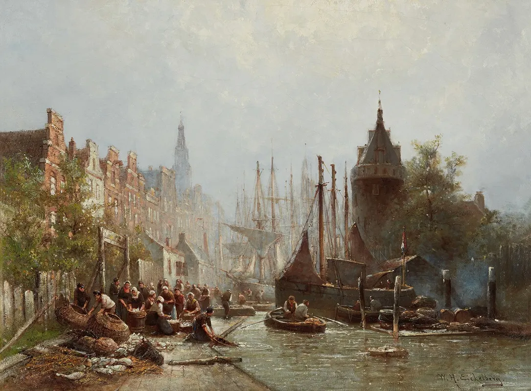 Busy Fisherfolk Wall Art by Willem Hendrik Eickelberg - High-Resolution Digital Print