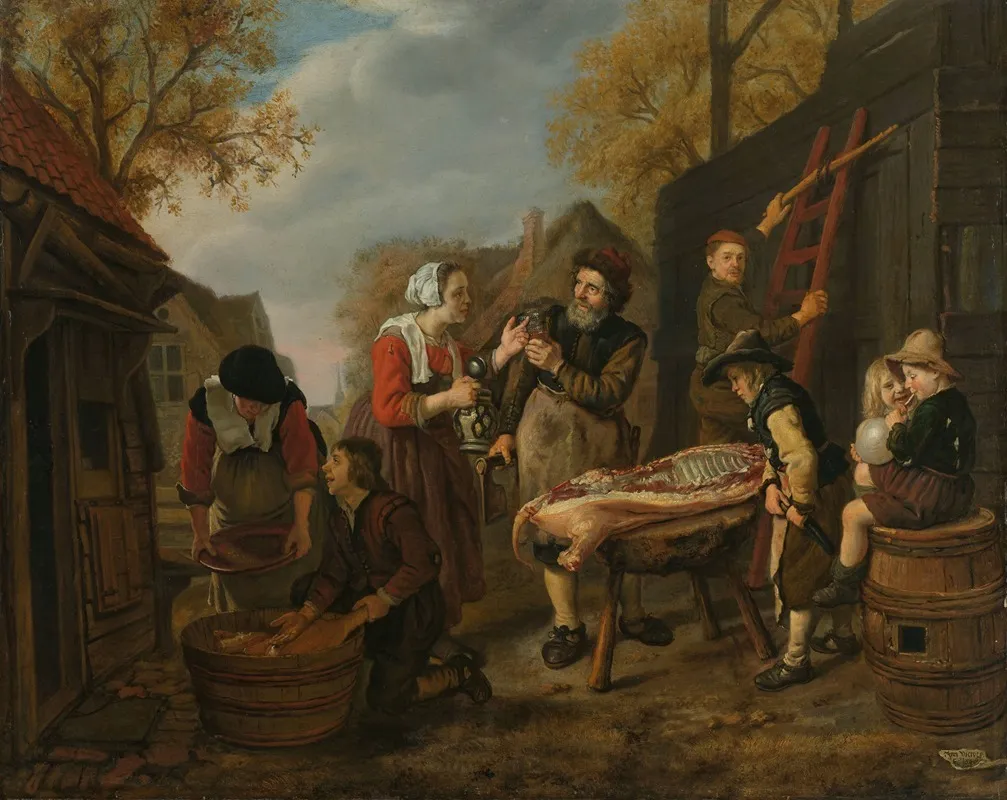 Butchering A Pig Wall Art by Jan Victors - High-Resolution Digital Print