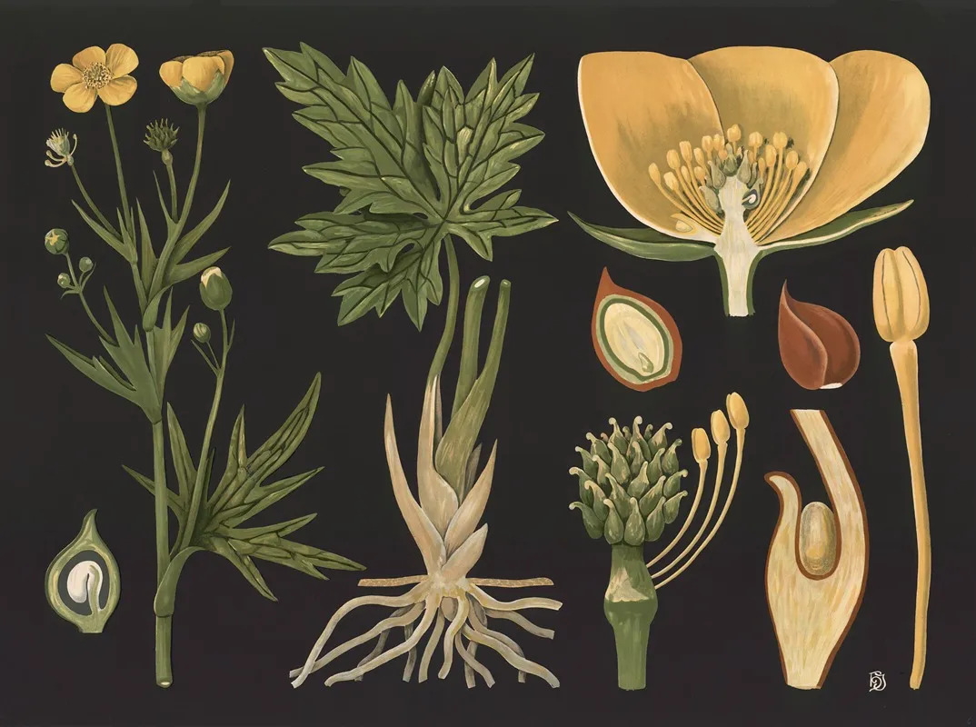 Buttercup Ranunculus Acris Wall Art by Gottlieb von Koch - High-Resolution Digital Print