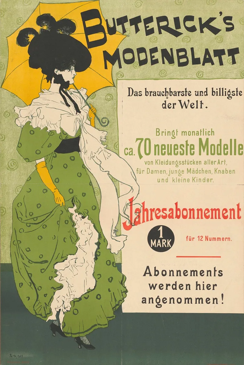 Buttericks Modenblatt Wall Art by Ferdinand Sehlbach &amp; Co. - High-Resolution Digital Print