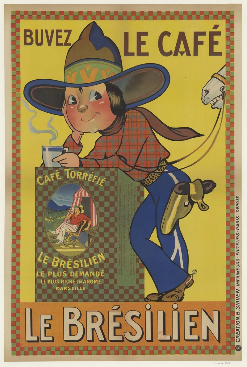 Buvez Le Cafe Le Bresilien Marseille Wall Art by Imp. B. Sirven - High-Resolution Digital Print