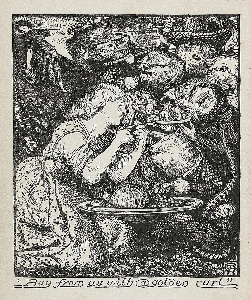 Buy From Us With A Golden Curl 2 Wall Art by Dante Gabriel Rossetti - High-Resolution Digital Print