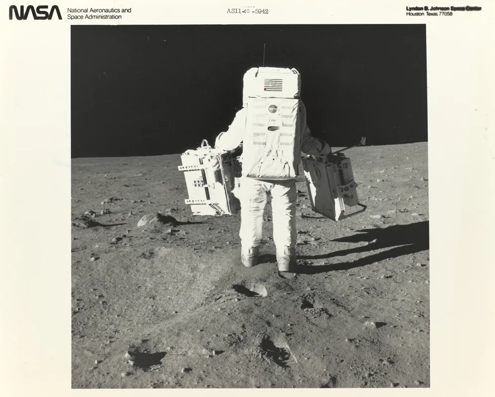 Buzz Aldrin On The Moon With Components Of The Early Apollo Scientific Experiments Package Wall Art by NASA - High-Resolution Digital Print