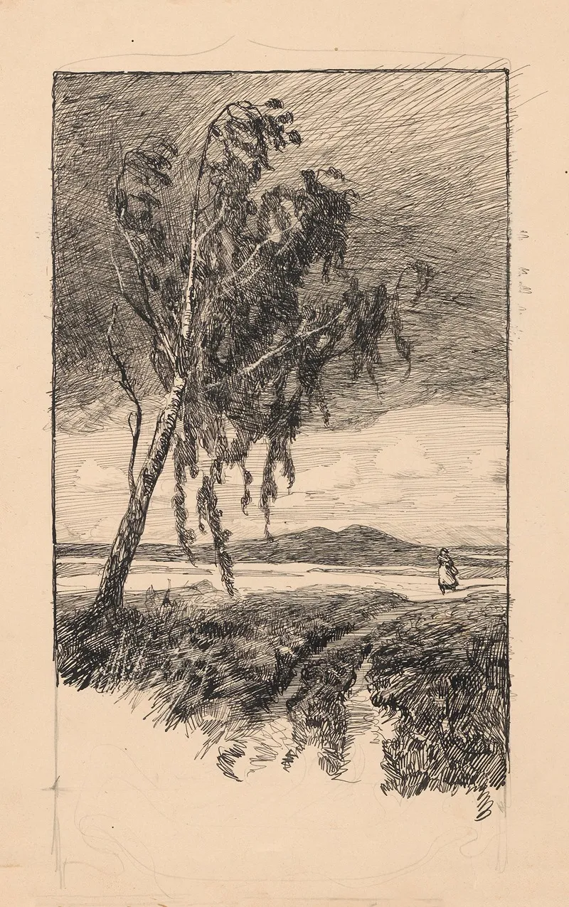 By The Road Stands A Lone Birch Tree
