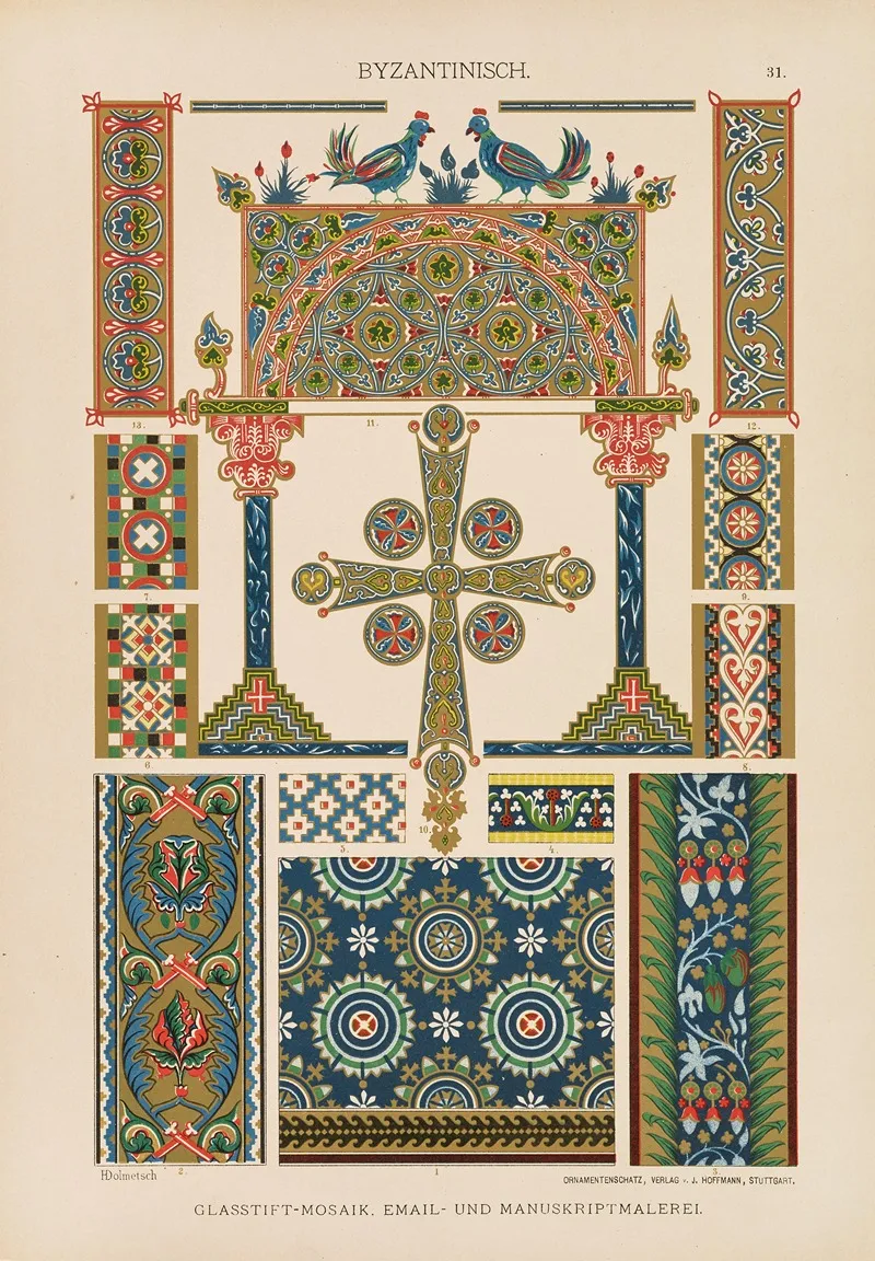 Byzantinisch Glasstift Mosaik Email Und Manuskriptmalerei Wall Art by Heinrich Dolmetsch - High-Resolution Digital Print