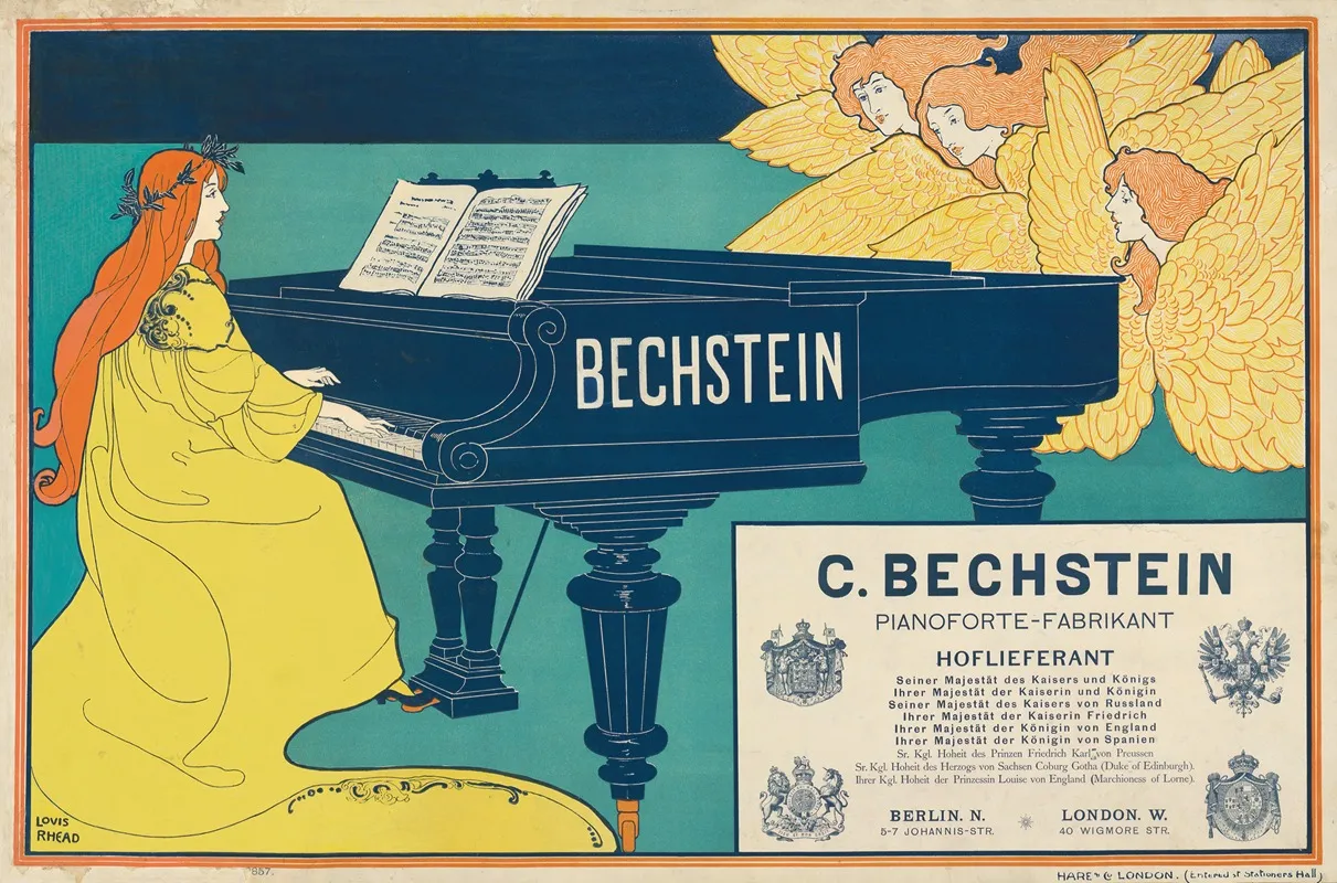 C Bechstein Pianoforte Fabrikant Hoflieferant Wall Art by Louis Rhead - High-Resolution Digital Print