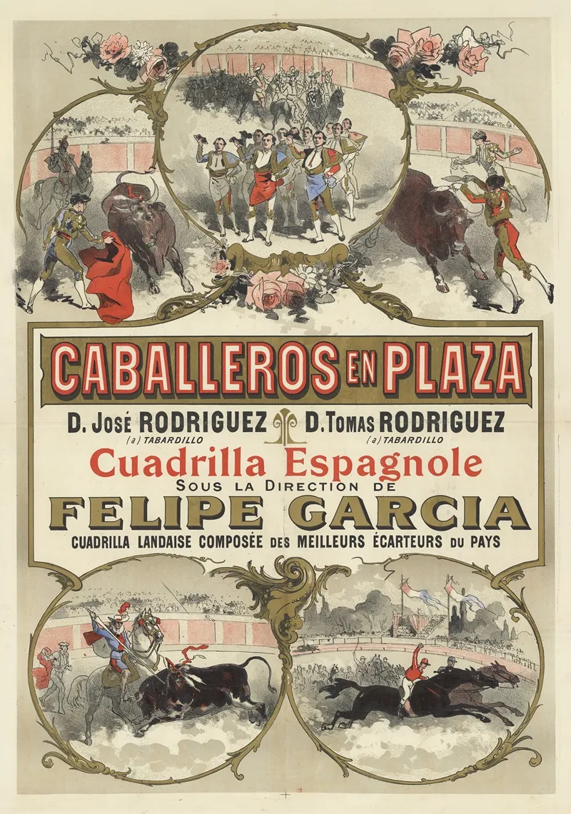 Caballeros En Plaza D Jose Rodriguez D Tomas Rodriguez Cuadrilla Espagnole Sous La Direction De Felipe Garcia Wall Art by Imp. Chaix - High-Resolution Digital Print