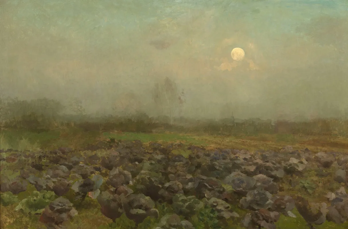 Cabbage Field By Moonlight Wall Art by Florent Crabeels - High-Resolution Digital Print