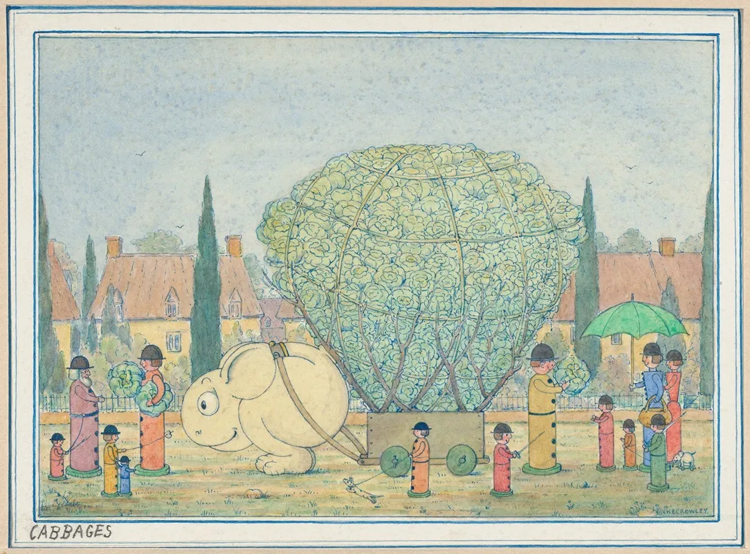 Cabbages A Wiggle Much Design Wall Art by Herbert Crowley - High-Resolution Digital Print