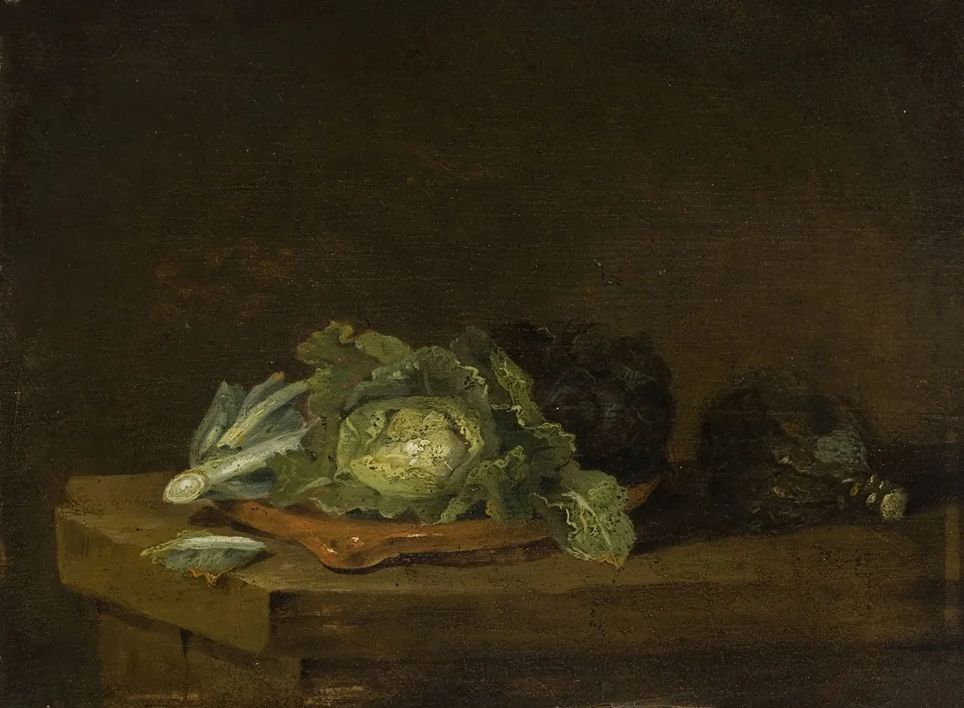 Cabbages On A Table Top Wall Art by Willem Kalf - High-Resolution Digital Print