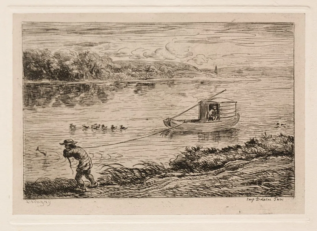 Cabin Boy Hauling The Tow Rope Or Hauling By Rope Wall Art by Charles François Daubigny - High-Resolution Digital Print