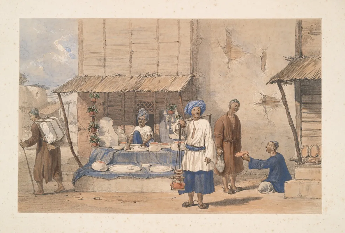 Cabul A Fulloodeh Stall With Huzzarehs Carrying Snow C To Market Wall Art by James Atkinson - High-Resolution Digital Print