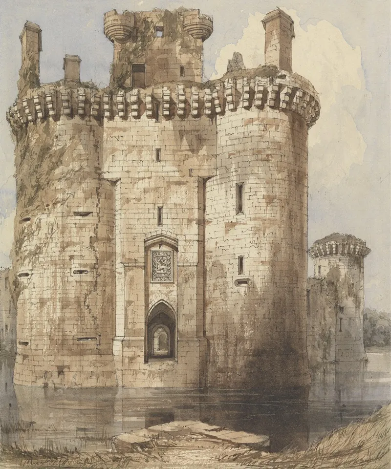 Caerlaverock Castle Entrance Gateway And Flanking Towers Wall Art by Robert William Billings - High-Resolution Digital Print