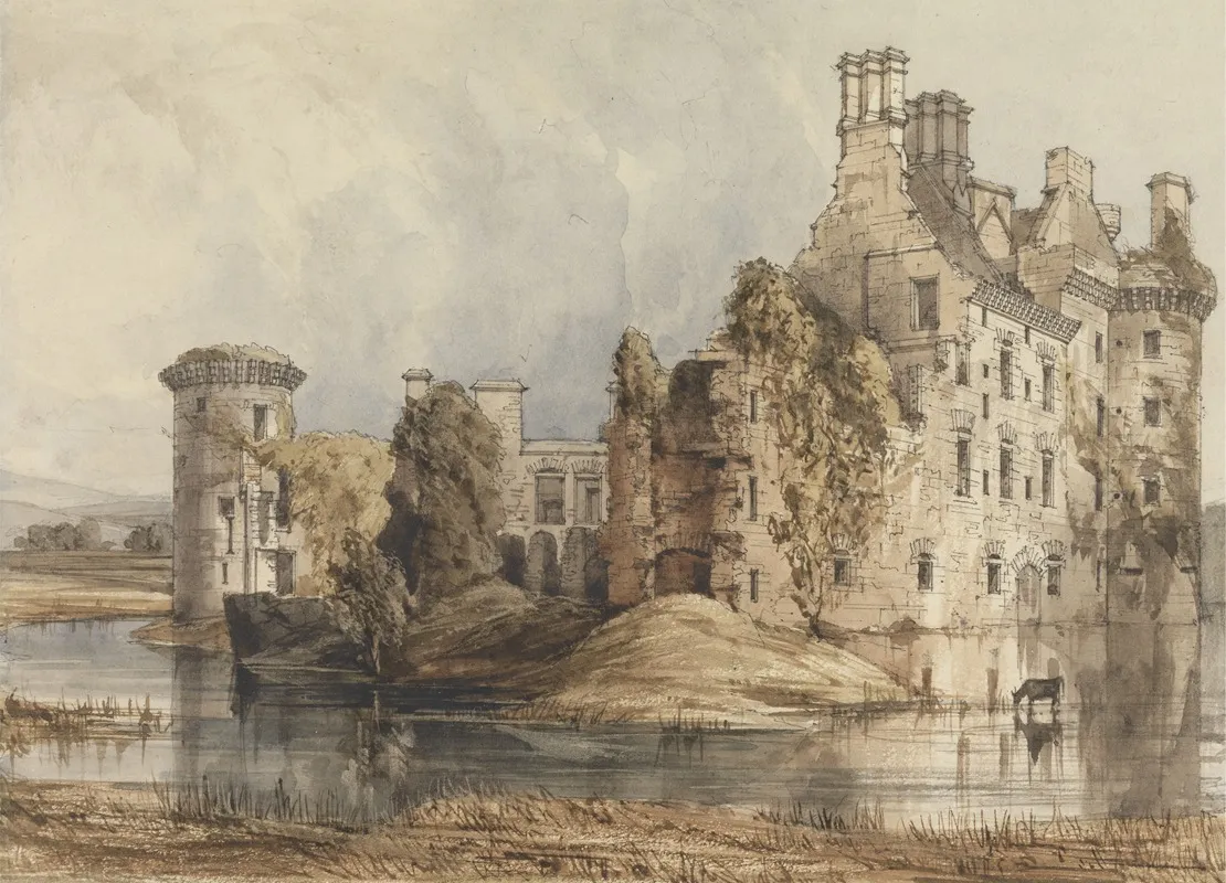 Caerlaverock Castle General View Wall Art by Robert William Billings - High-Resolution Digital Print