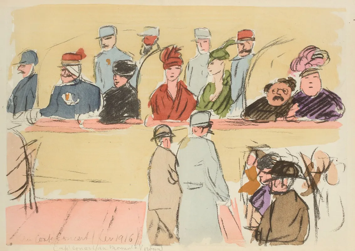 Cafe Concert Au Moment De Verdun Fevrier 1916 Wall Art by Paul Goute - High-Resolution Digital Print