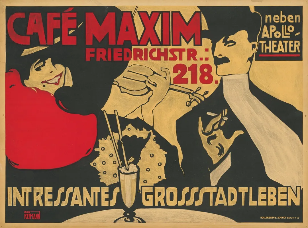 Cafe Maxim Interessantes Grosstadtleben Wall Art by Rob Reimann - High-Resolution Digital Print