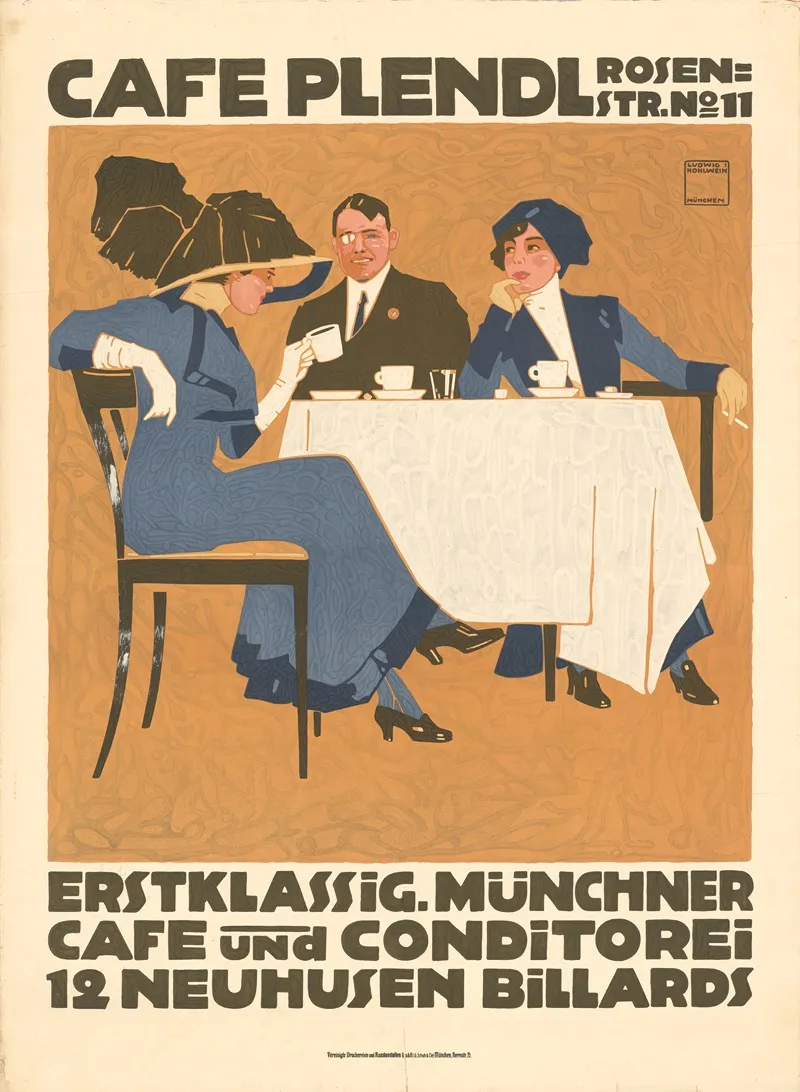 Cafe Plendl Munchner Cafe Und Konditorei Wall Art by Ludwig Hohlwein - High-Resolution Digital Print