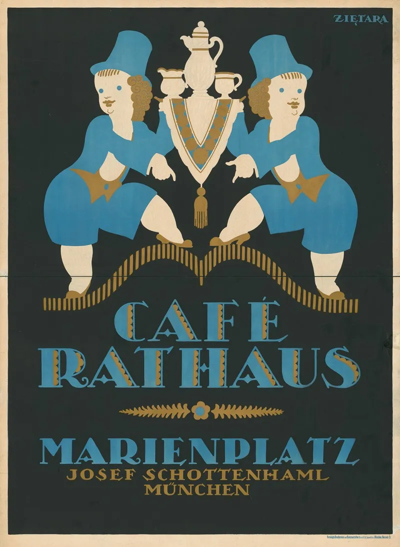 Cafe Rathaus Marienplatz Wall Art by Valenty Zietara - High-Resolution Digital Print