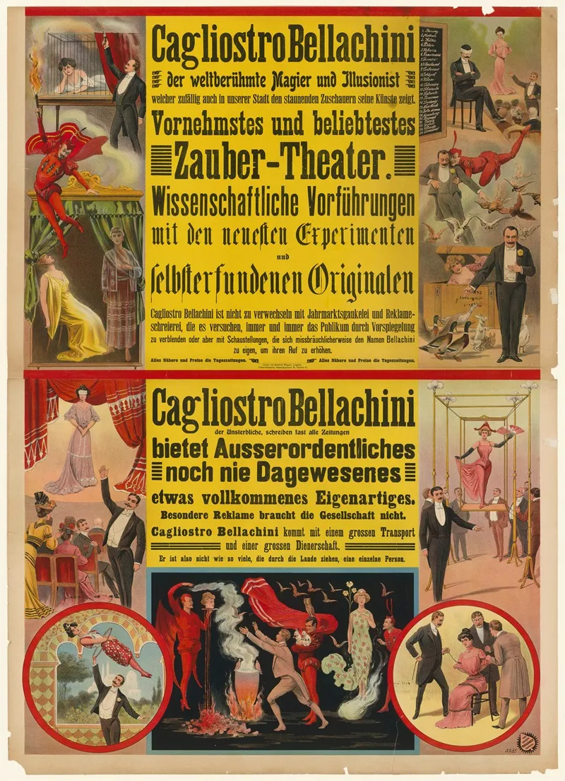 Cagliostro Bellachini Zaubertheater Wall Art by Adolf Friedländer Lith. - High-Resolution Digital Print
