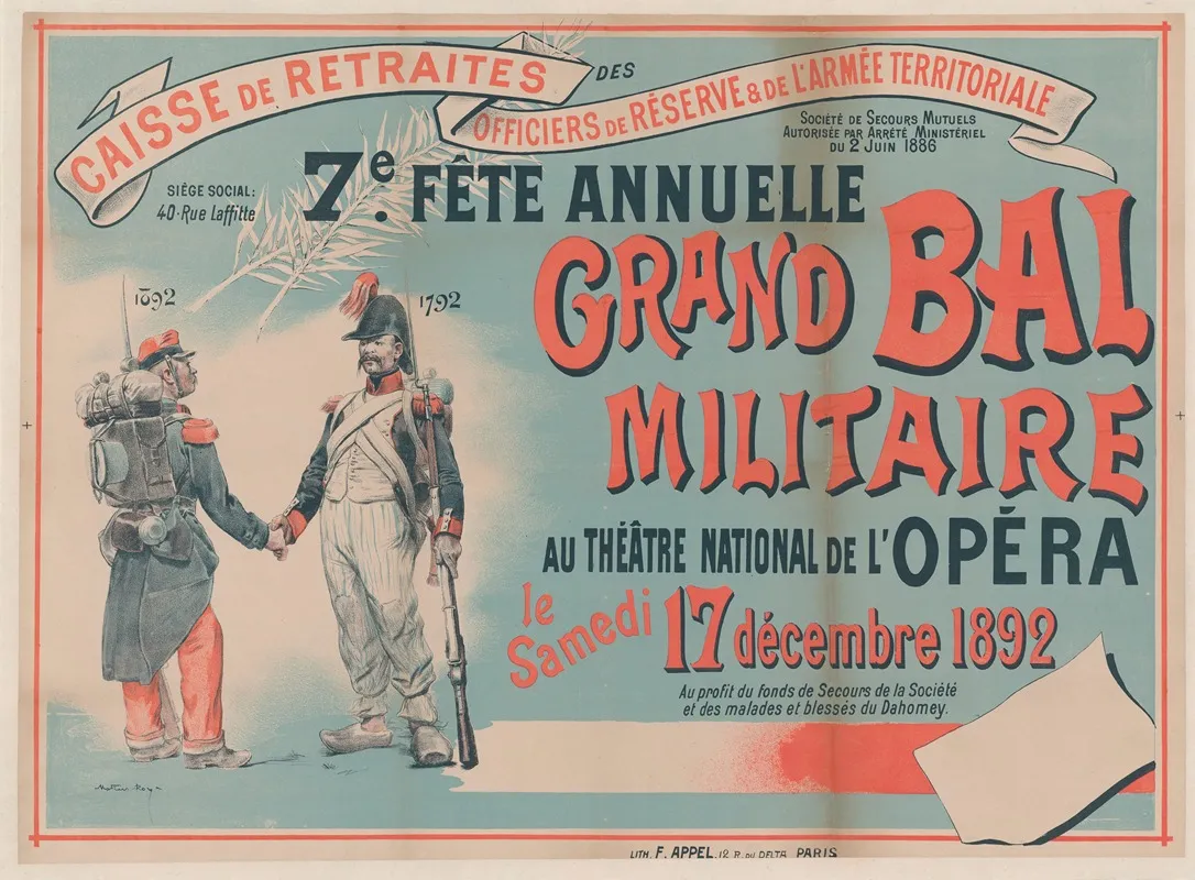 Caisse De Retraites Des Officiers De Reserve Et De Larmee Territoriale Grand Bal Militaire Au Theatre National De Lopera Wall Art by Marius Roy - High-Resolution Digital Print