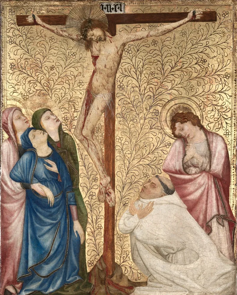 Calvary With A Carthusian Monk Wall Art by Jean de Beaumetz - High-Resolution Digital Print