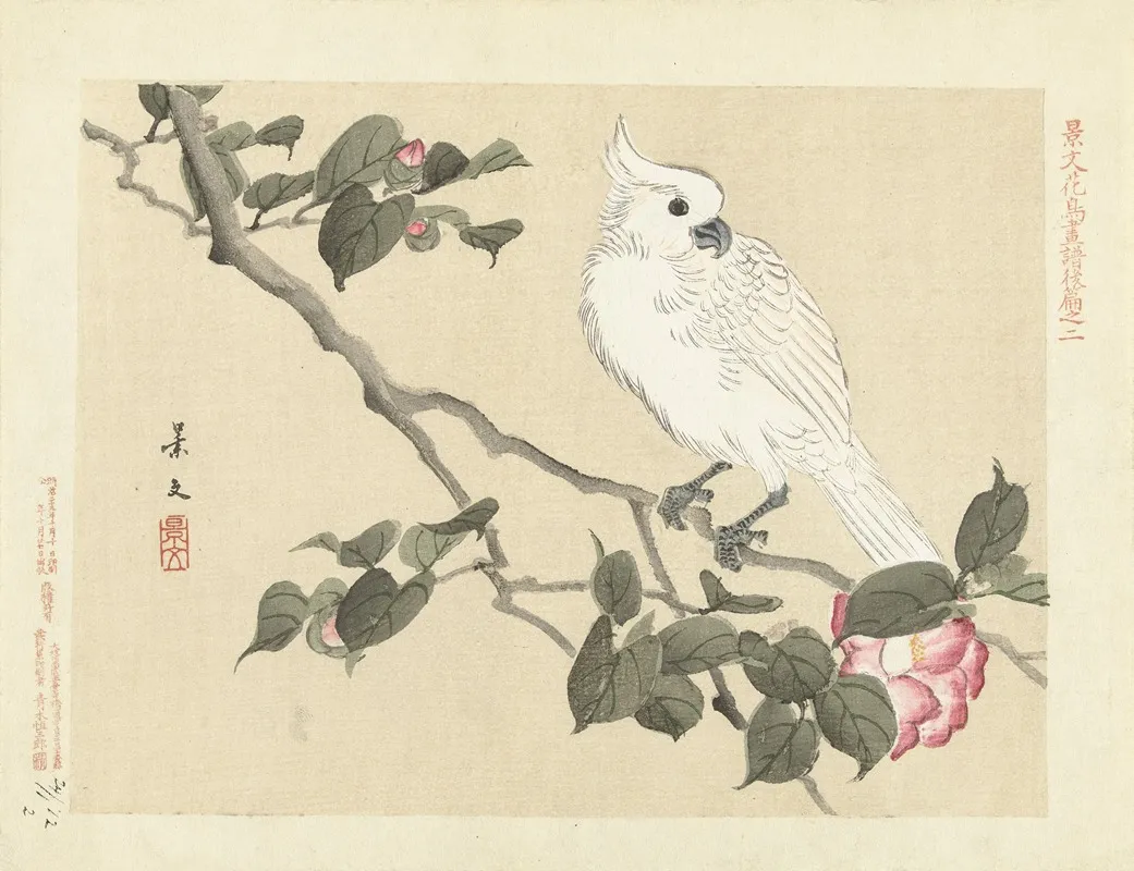 Camellia And Yellow Crested Cockatoo Wall Art by Matsumura Keibun - High-Resolution Digital Print