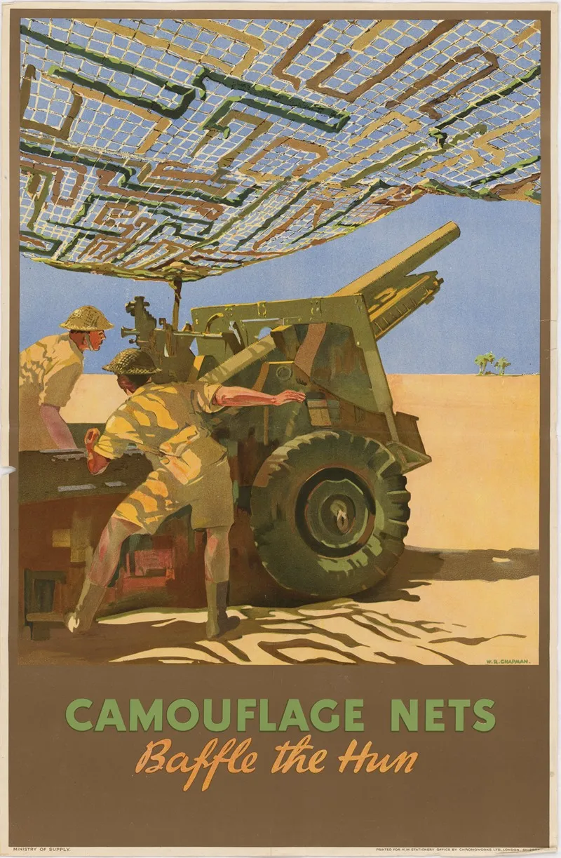 Camouflage Nets Baffle The Hun Wall Art by W. R. Chapman - High-Resolution Digital Print