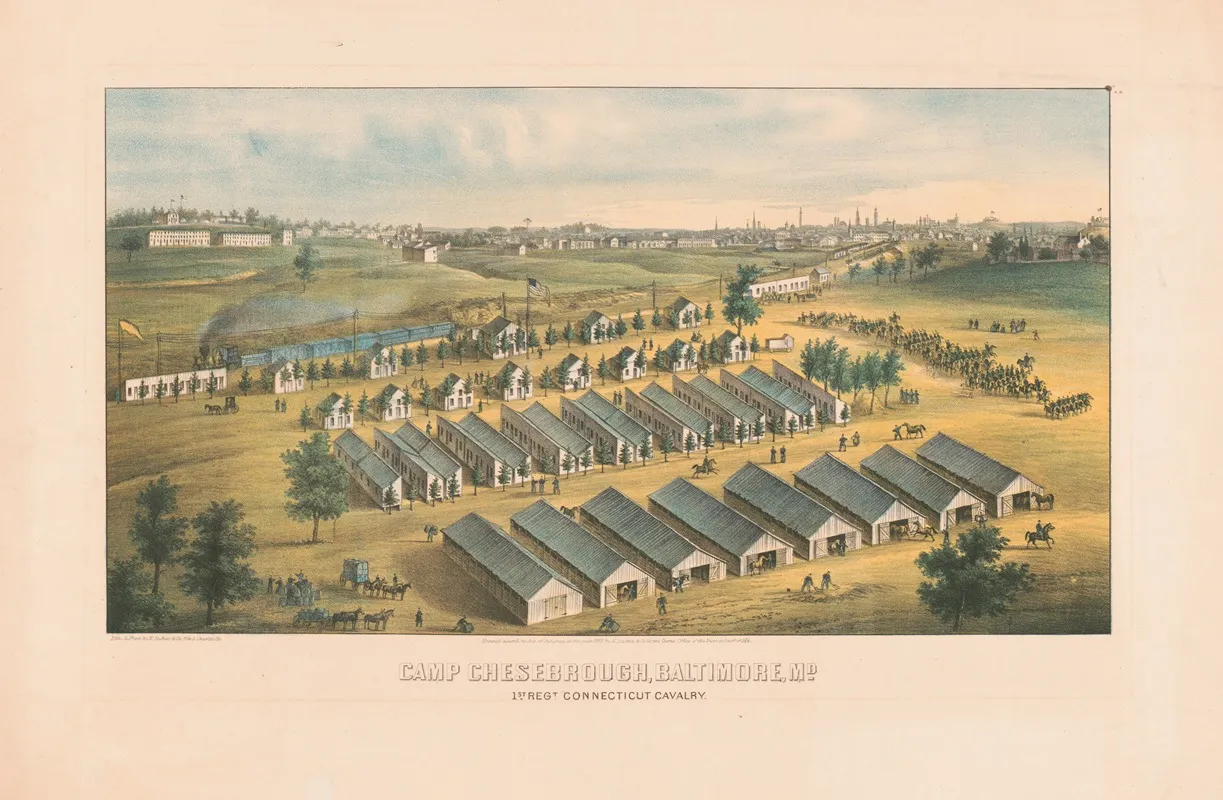 Camp Chesebrough Baltimore Md 1st Rgt Connecticut Cavalry