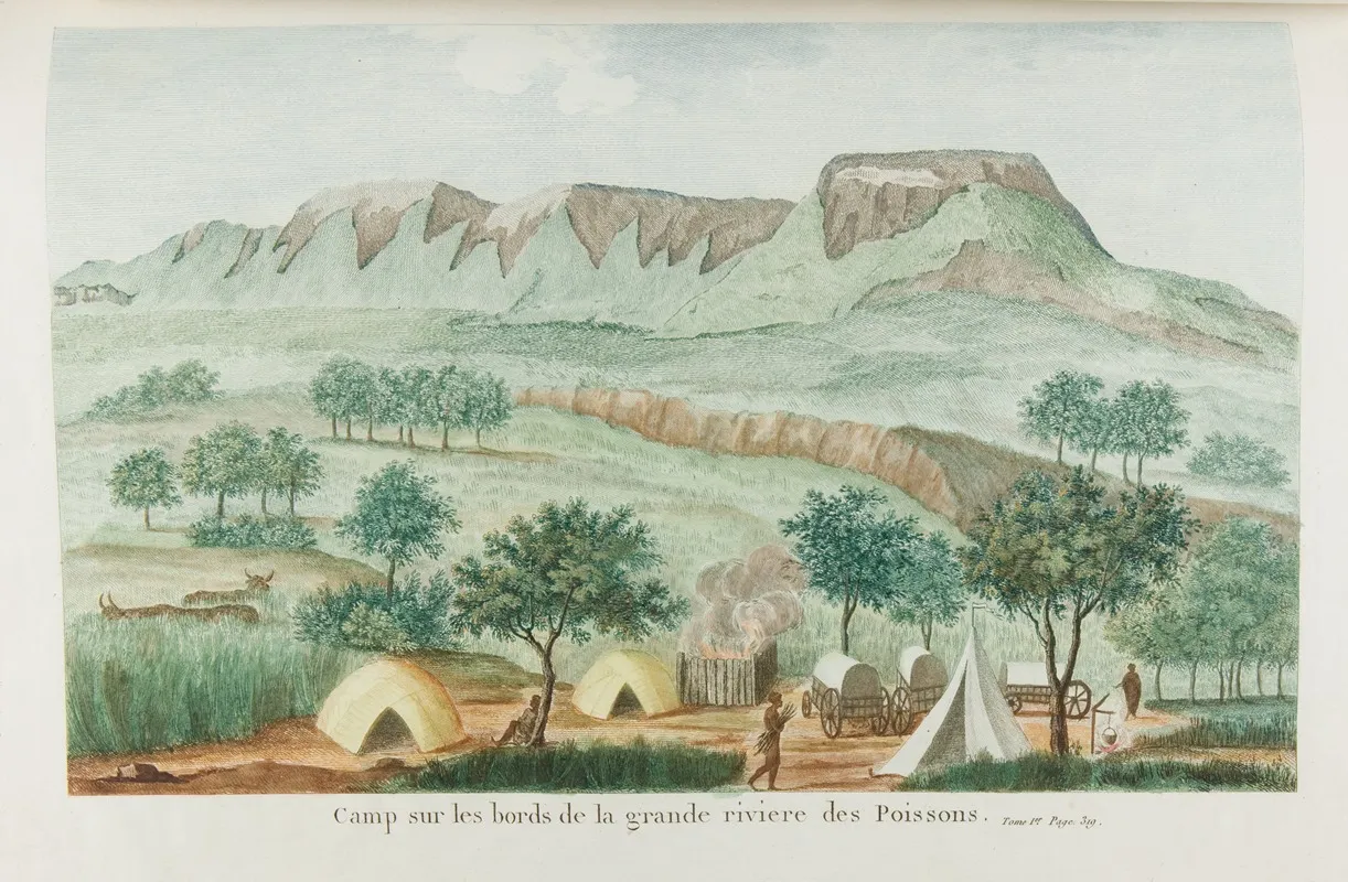 Camp Sur Les Bords De La Grande Riviere Des Poissons Wall Art by François Levaillant - High-Resolution Digital Print