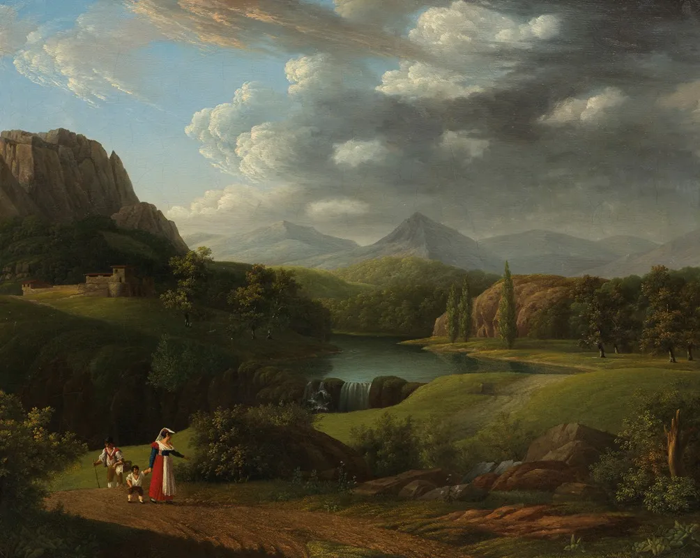 Campagnalandschaft Mit Wanderern Wall Art by Jacob Wilhelm Mechau - High-Resolution Digital Print