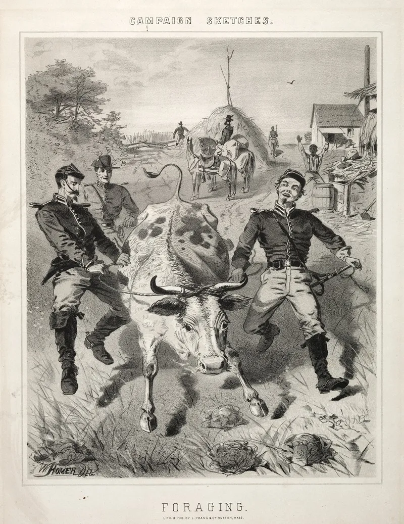 Campaign Sketches Foraging Wall Art by Winslow Homer - High-Resolution Digital Print