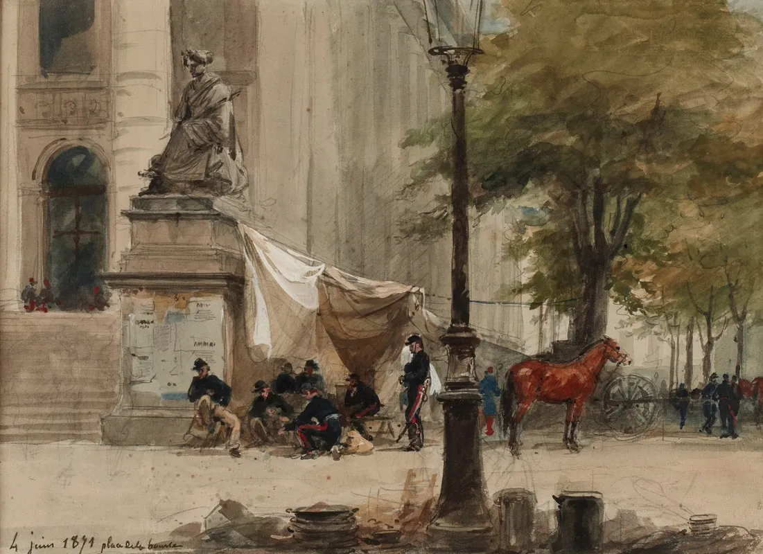 Campement Dartillerie Place De La Bourse 4 Juin 1871